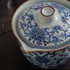 Ru Kiln Blue and White Blessed Three Talents Cover Bowl Retro Kung Fu Tea Set Household Ceramic Bubble Belt Not Hot Cup Travel Outdoor