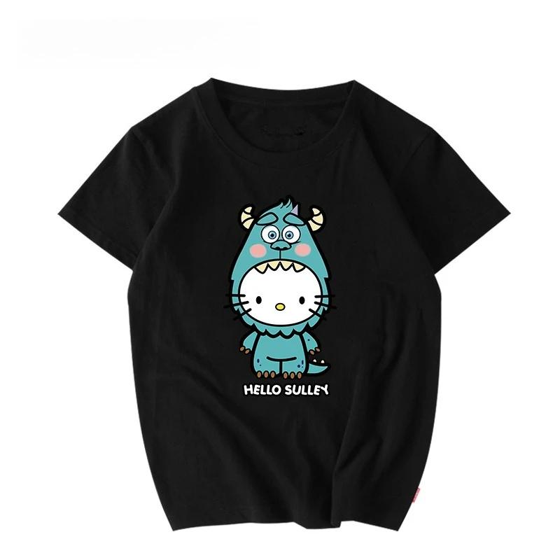

Summer 2026 new childrens Tshirt hello kitty graffiti cartoon print pure cotton breathable parentchild fashion short sleeve S