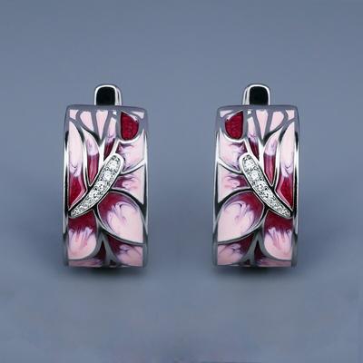 Klassieke oorbellen voor vrouwen Roze perzikbloem oorbellen Elegante bruiloft feest sieraden Klassieke bloem handgemaakte emaille vrouwen bruiloft oorbel