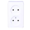 Surface-mounted double socket without grounding, white PRIMA