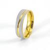 8mm Titanium Steel Couple Rings Gold Plated Zirconia Wedding Bands Simple Creative Valentine Gift  Factory Direct