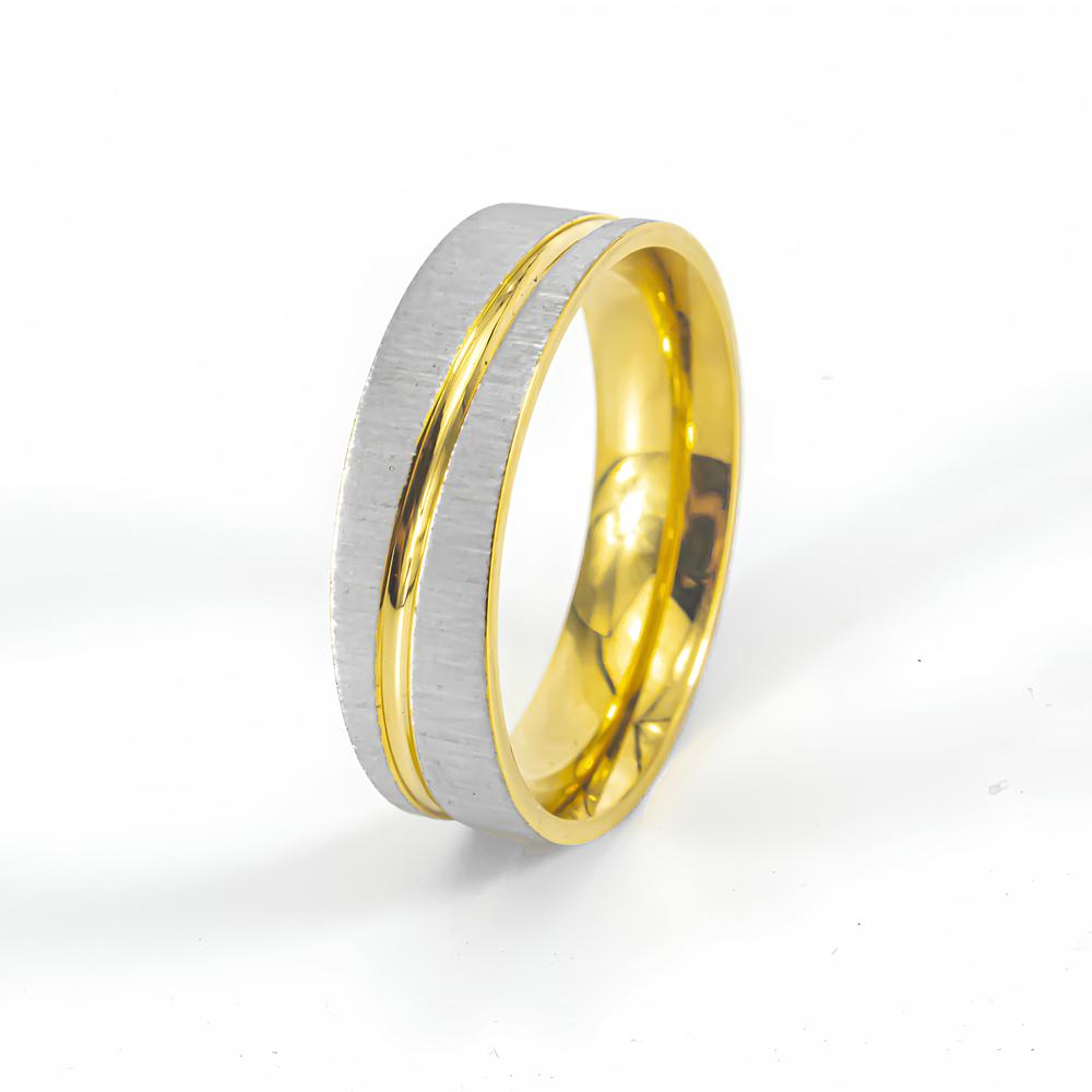8mm Titanium Steel Couple Rings Gold Plated Zirconia Wedding Bands Simple Creative Valentine Gift Factory Direct
