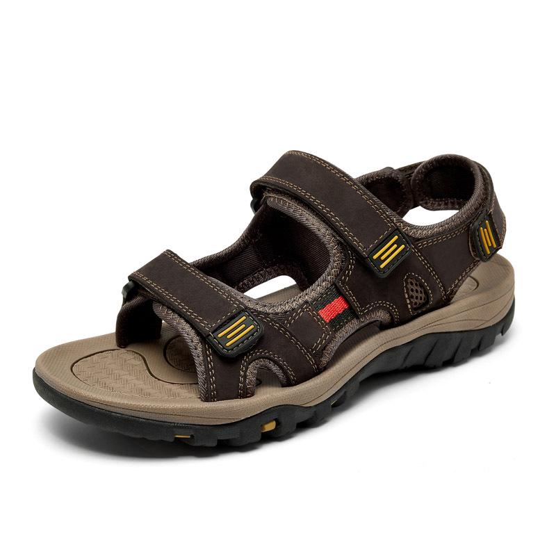 Men's Genuine Leather Open Toe Summer Sandals - Non-Slip, Wear-Resistant, Soft Sole, Versatile Driving Sandals