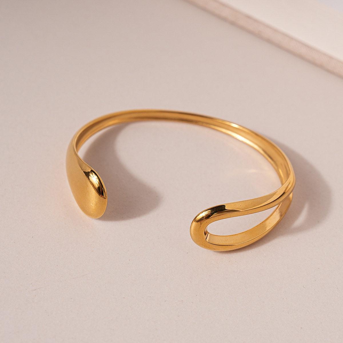 

Cross-Border Metal Water Drop Open Cuff Bracelet: Simple, Elegant, Cool Style, High-End Hand Jewelry