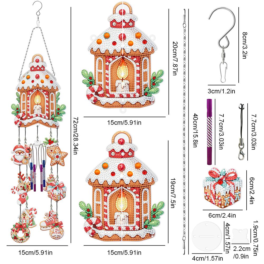 

Двусторонние Рождественские Алмазные Картины Колокольчики Ветра Колокольчики Ветра DIY Алмазные Наборы Кристальные Колокольчики Ветра Набор Подвесок для Украшения Стен
