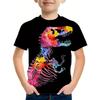 Boys' T-Shirt Realistic 3D Dinosaur Printed Children's Short Sleeved Summer Casual T-Shirt Tops Loose Tees Children's Clothing