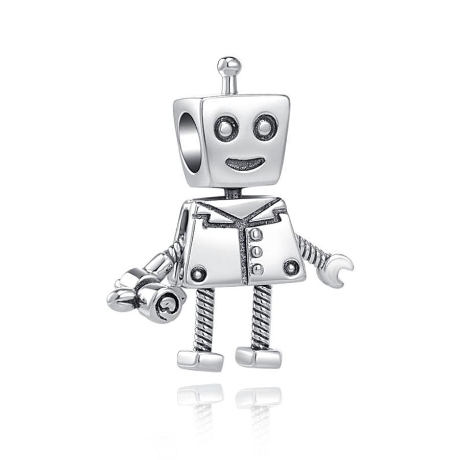 Rose Goldcopper Charm Robot Bead Suitable For Original Europeancopper Bracelet Diy Women'S Jewelry Gift