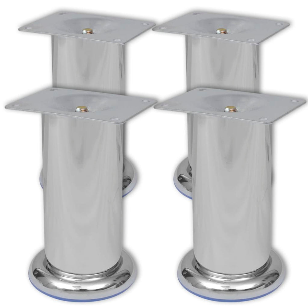4 pieds ronds de canapé en Nickel brossé 120 mm
