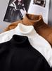 Trendy Herentrui met Hoge Hals, Dik Gebreid, Dubbele revers, Koreaanse Stijl