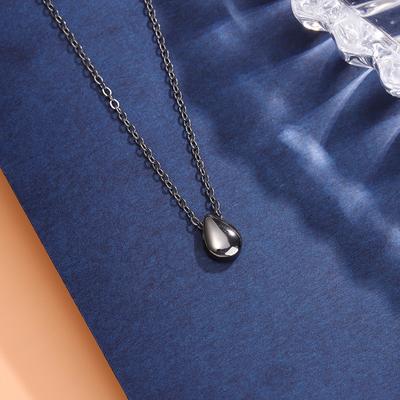 Mini Drop Black 925 Sterling Silver Clavicle Chain Pendant Necklaces