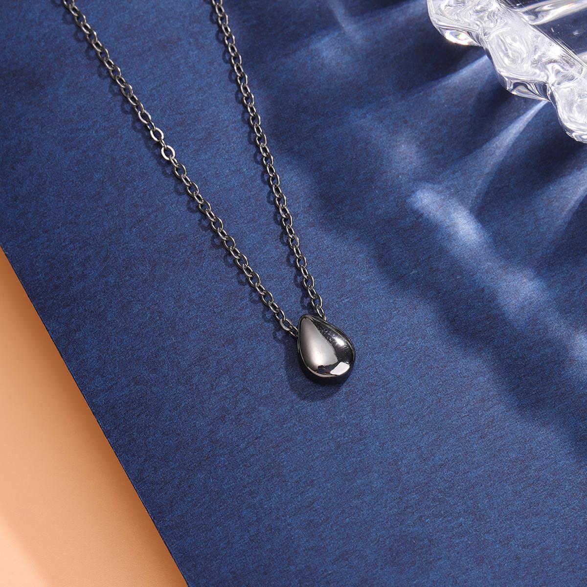 

Mini Drop Black 925 Sterling Silver Clavicle Chain Pendant Necklaces чёрный