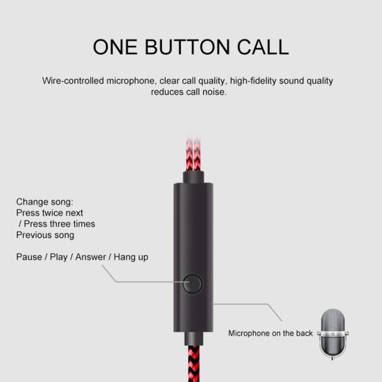 Mote Sprekketrykk Universelle Flettede Ledninger Volumkontroll In-ear Ørepropper