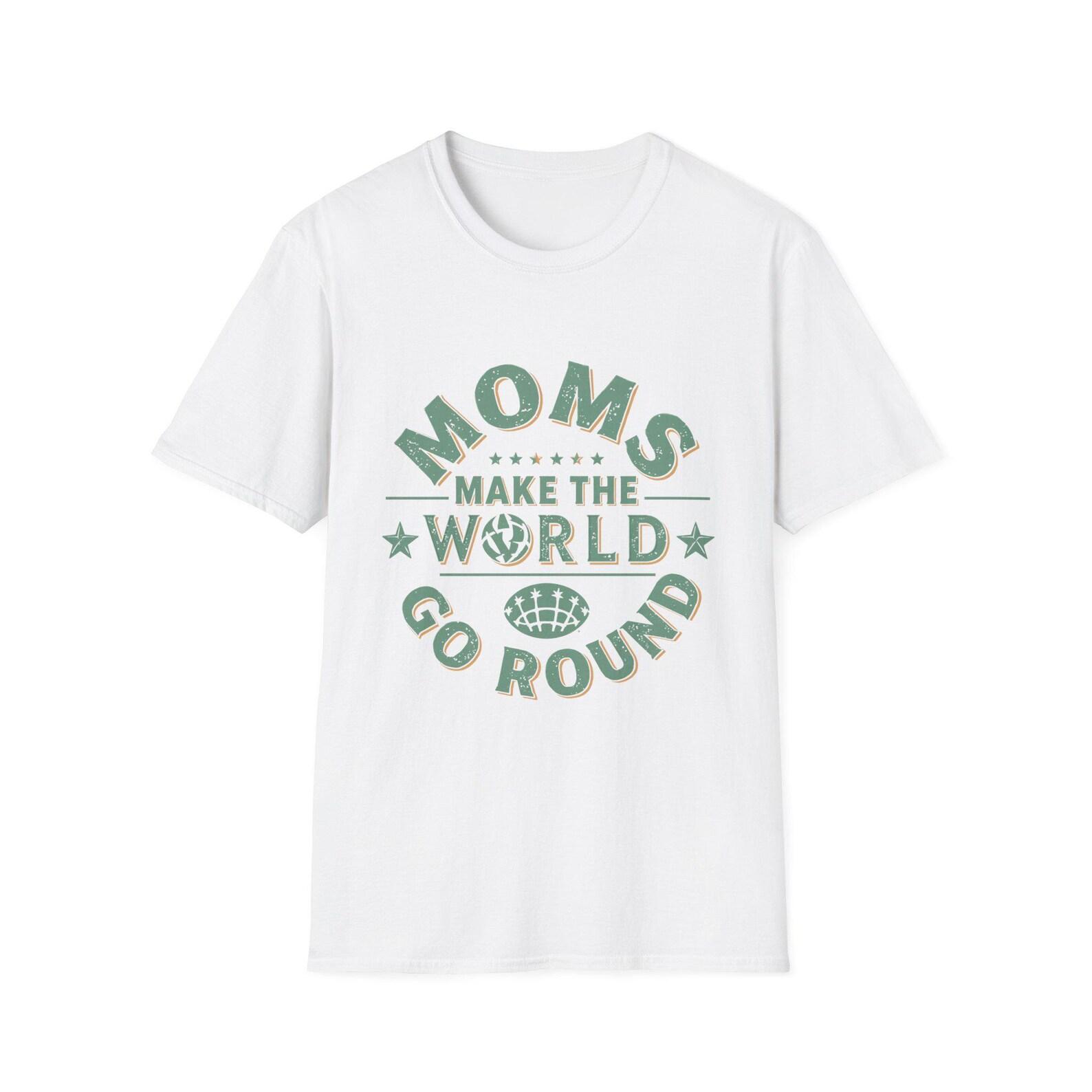 Moms Make the World Go Round T-Shirt | Vintage Script Mom Tee | Mother s Day | Mom | Mother | 3XL