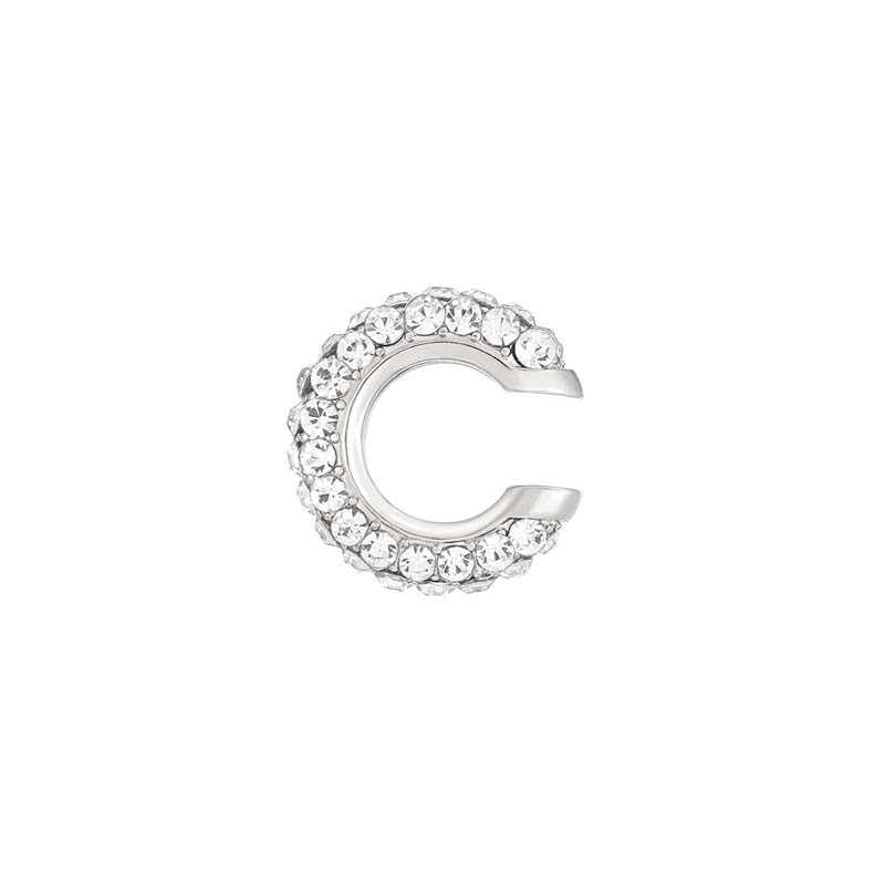 1 Stück Goldfarbene C-Form Runde Knorpel-Clip-Ohrringe Für Damen Luxus Kristall Falsch Ohne Loch Geometrischer Ohr-Manschette Schmuck