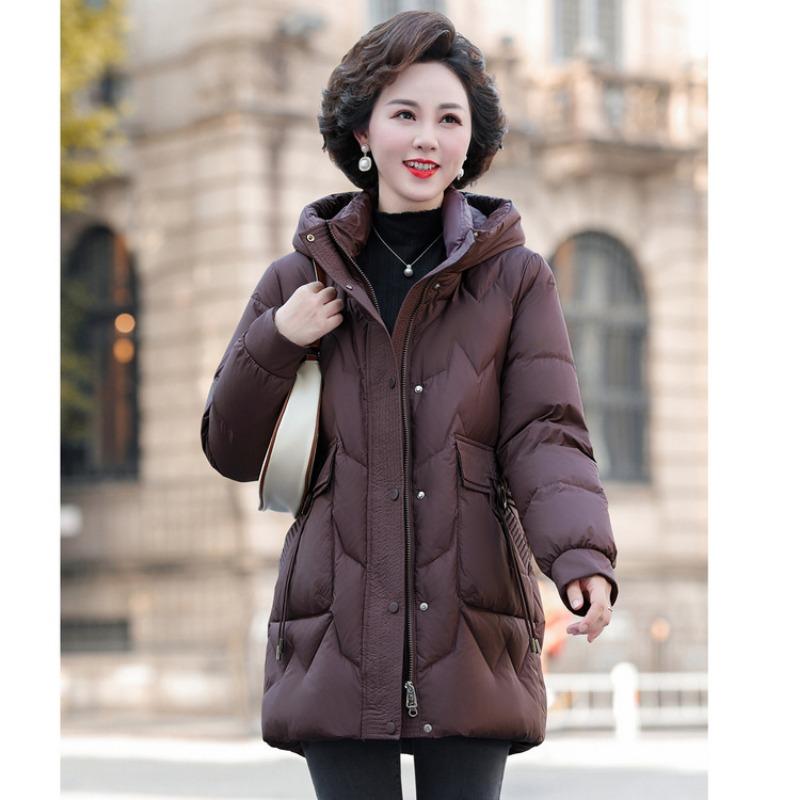 Chinese women's down jacket women's winter new middle-aged and elderly women's clothing medium and long warm mother clothing