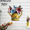 Country Style Entrance Decor Rustic Metal Watering Can Wall Art, Flower Butterfly Welcome Sign, Farmhouse Decorative Flowers for Fence Iron
