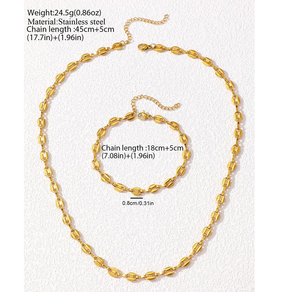 Stainless Steel Jewelry Set Necklaces Bracelet with Cute Pig Nose Hollow Carving High-end textured jewelry set For Women Jewelry