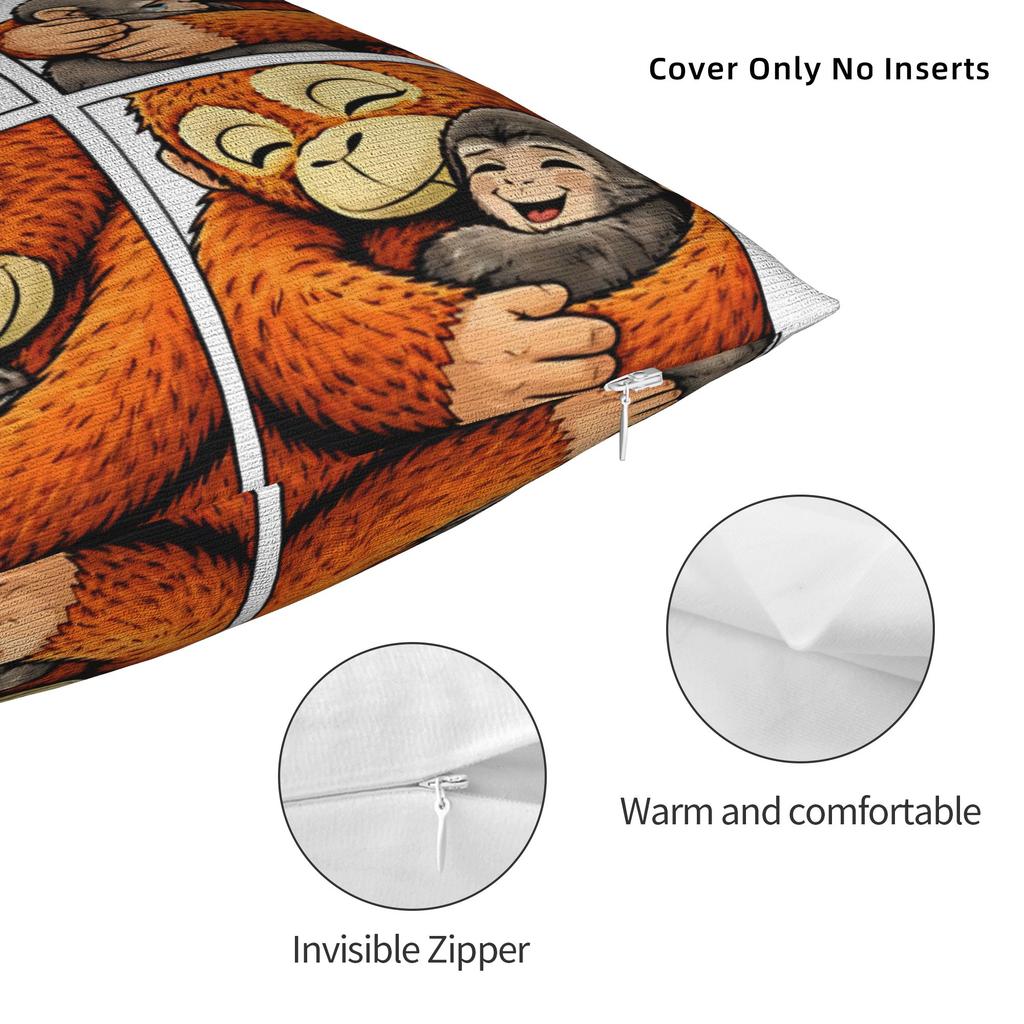 Punch Baby Monkey Pillow Case Japanese Zoo Sad Monkey Square Pillow Cover For Sofa Home Decoration Vintage Pillowcases