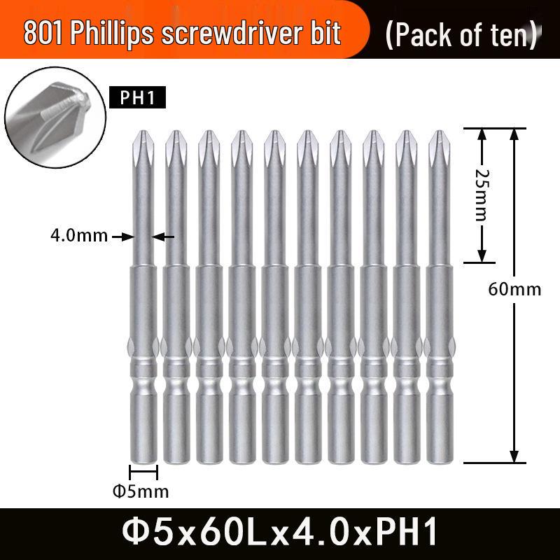 Nigao 801 Phillips Electric Screwdriver Bit, S2 Steel, Magnetic, 5mm Shank, 60mm/80mm Length
