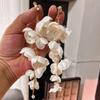 Fashion Flower Tassel Pearl Drop Earrings Versatile Simple Long Drop Earrings Elegant Floral Diamond Earrings Women