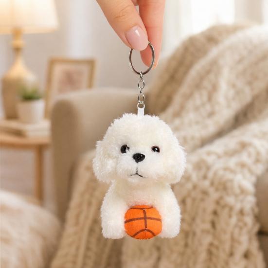 Pingente Chaveiro de Boneca de Pelúcia, Brinquedo de Pelúcia Macio e Encaracolado, Pingente de Bolsa de Animal de Pelúcia, Pingentes de Cachorro Fofos para Mochila Bolsa de Mão Carteira Acessório de Presente