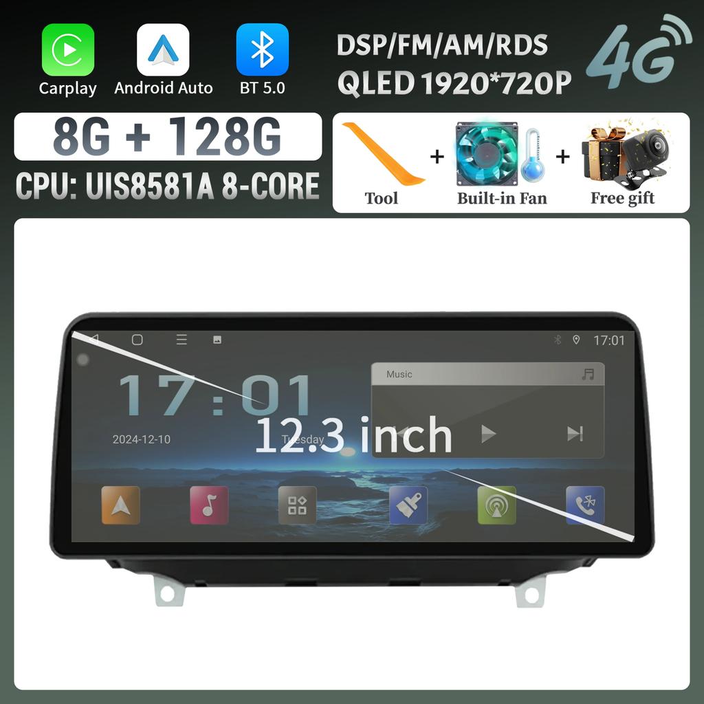 12.3inch Android 14 For Hyundai Santa Fe 2017-2021 Car Radio Multimedia Navigation Wireless BT Carplay Head Unit Touch Screen