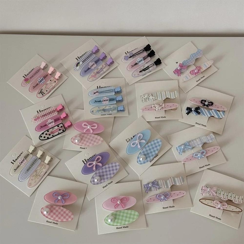 2/3Pcs Cute Cartoon Floral Pink Duckbill Clips Korean Sweet Hair Side Clips Women Girl Bangs Hairpins Headwear Style Accessories