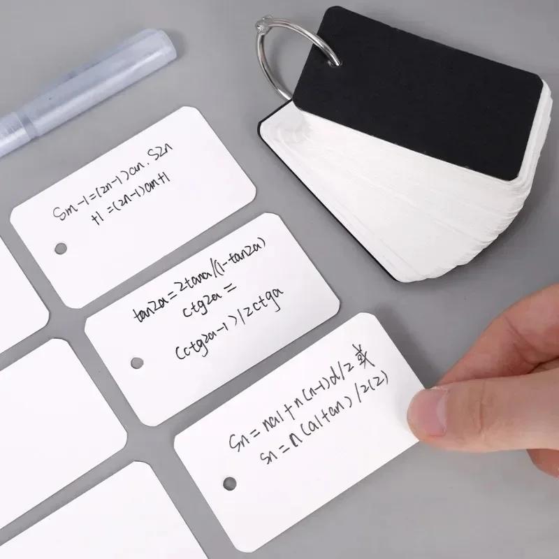 1PC 100Sheets Blank Flash Cards With Rings Study Note Memo Pad Kraft Paper With Binder Ring For Office School Student Supplies