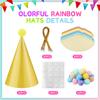 Pastel Birthday Party Hats For Kids Glitter Powder Rainbow Cone Kids Hats Pastel Rainbow Themed Paper Ha-Ts