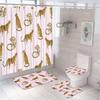 Tiger Shower Curtain Set Tropical Palm Leaf Wildlife Animal Jungle Zebra Leopard Bathroom Curtains Rug Bath Mat Lid Toilet Cover