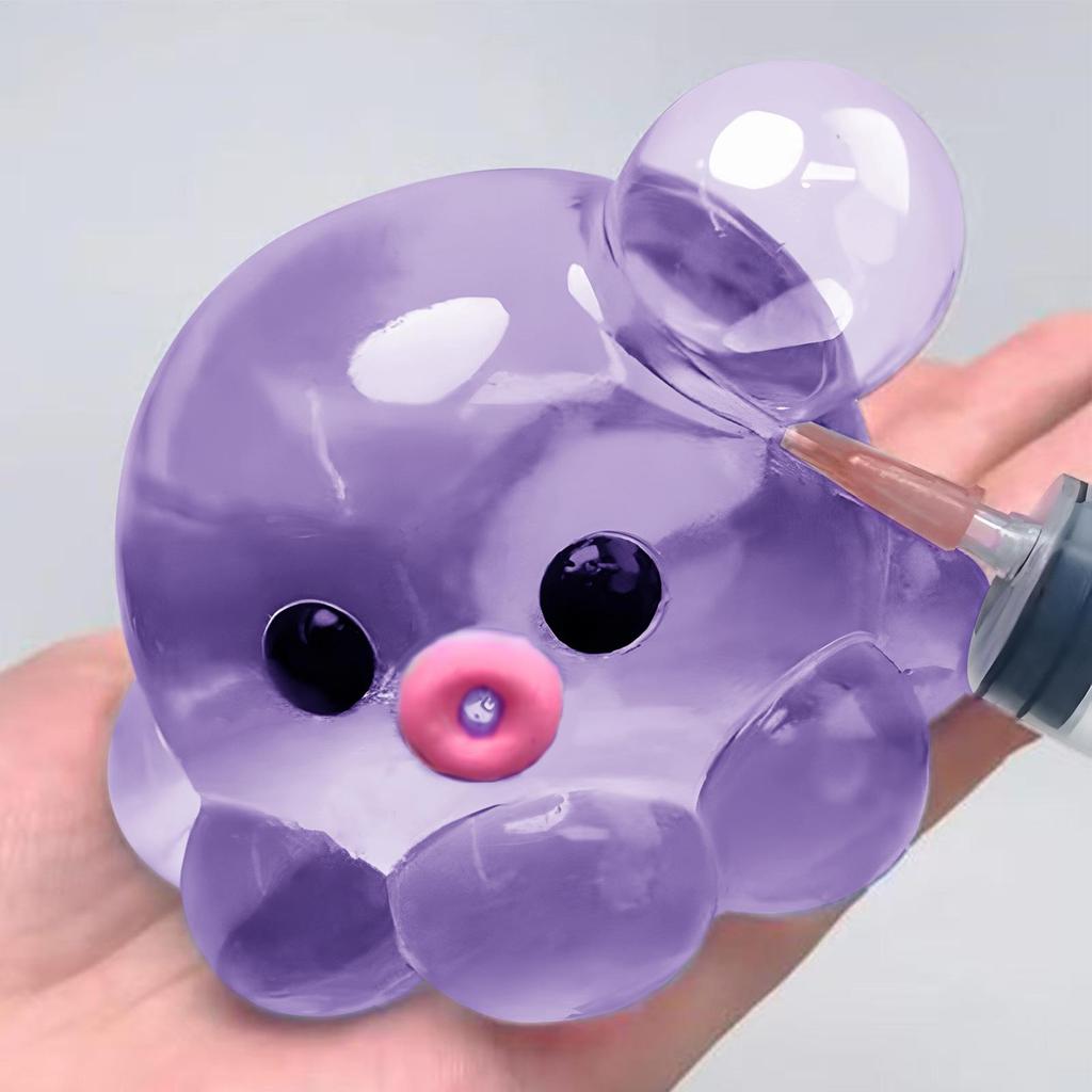 Jouet sensoriel poulpe à presser Caoutchouc Cristal Transparent Poulpe Jouet de relaxation pour les mains Jeu de coiffure à bulles fait maison Pour enfants Adultes Jouet à pincer
