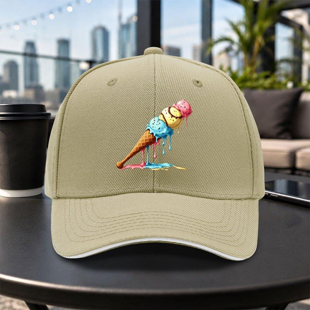 Melted Ice Cream Stick Sandwich Baseball Cap Unisex Adjustable Dad Hat For Travel Parties Daily Wear Multicolor
