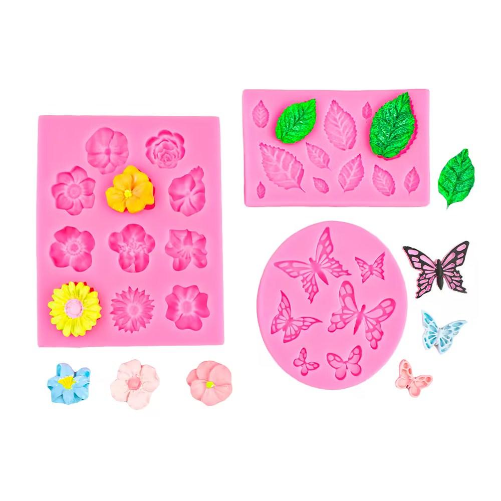 Flower Leaf Butterfly Silicone Mold for Fondant Chocolate Cake Decorations - DIY Baking Tools Polymer Clay Candy Molds