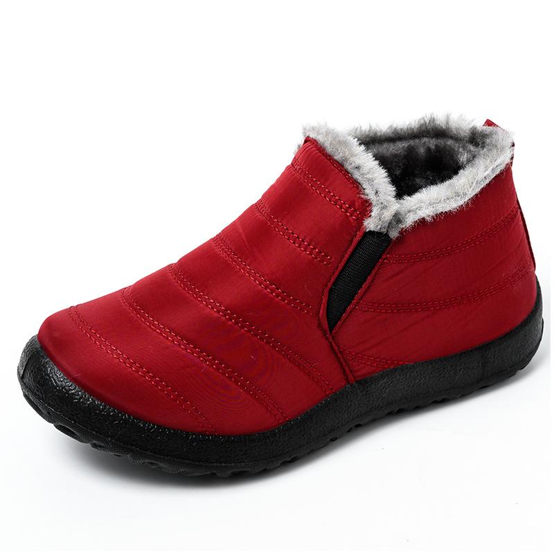 Bottes d'hiver ultralégères pour femmes, bottines imperméables, chaussures plates décontractées en peluche