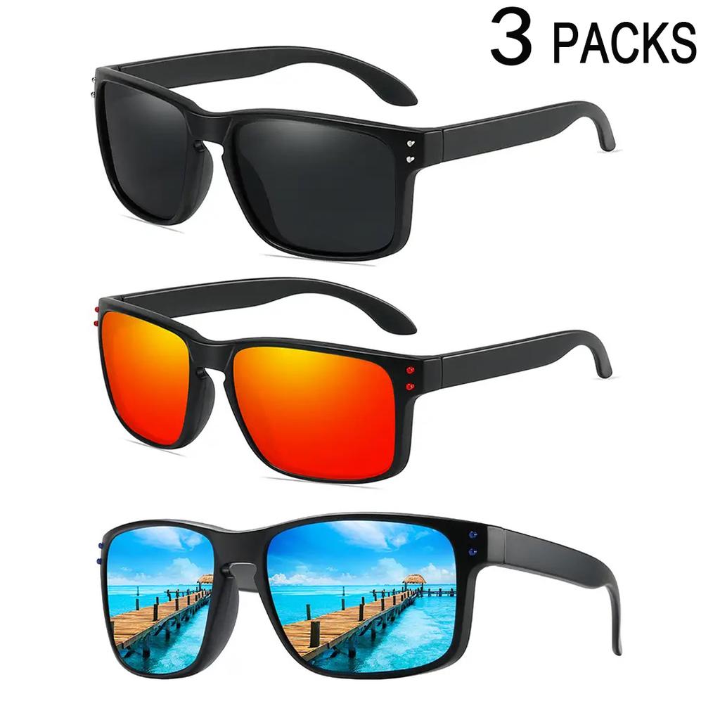 3 Pares Gafas de Sol Polarizadas UV400 Hombre Mujer Deportes Mtb Bicicleta Aire Libre Pesca Running Senderismo Ciclismo Gafas a Prueba de Viento