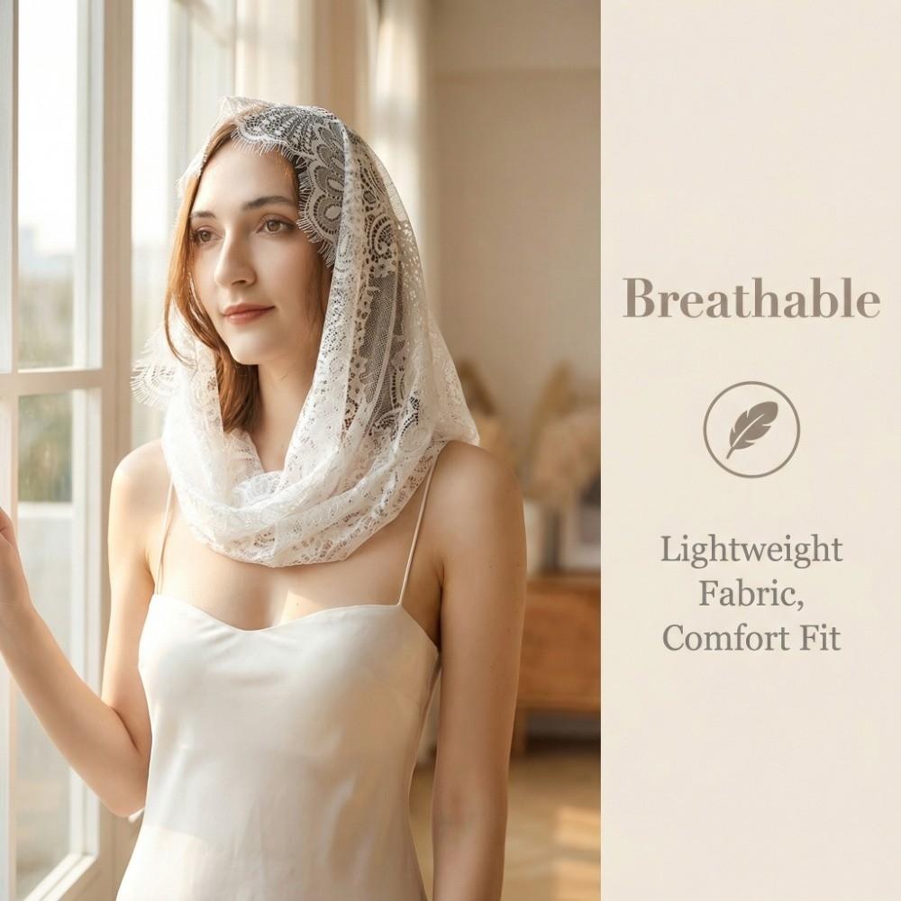 Catholic Bride Mantilla White Head Covering Elegant Lace Veil Women