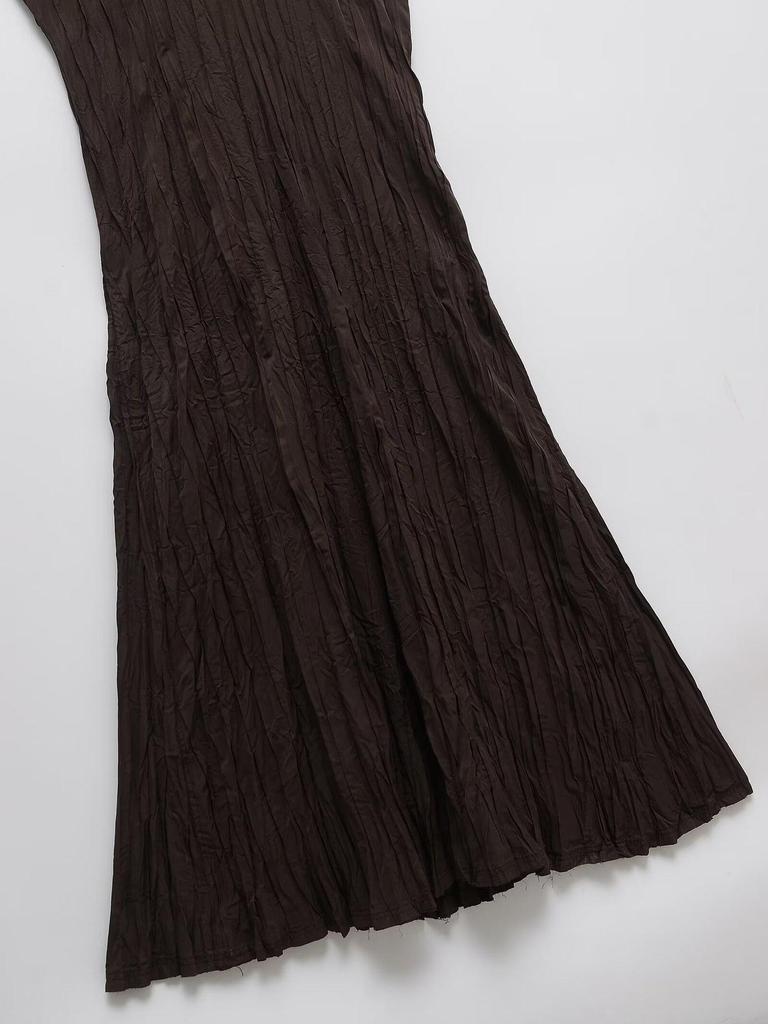 2025 Spring European & American Fashion V-Neck Sleeveless Pleated Long Dress