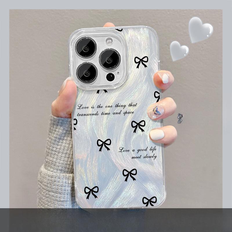 Applicable To Apple 15 Mobile Phone Case Iphone14 Full Screen Bow Bracket 13pro Feather Yarn 12 Polka Dot Love 11