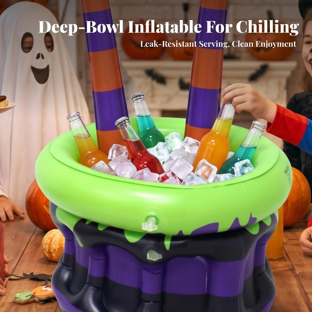 Inflatable Cooler with Witch Legs Eye-Catching Ice Container Fun
