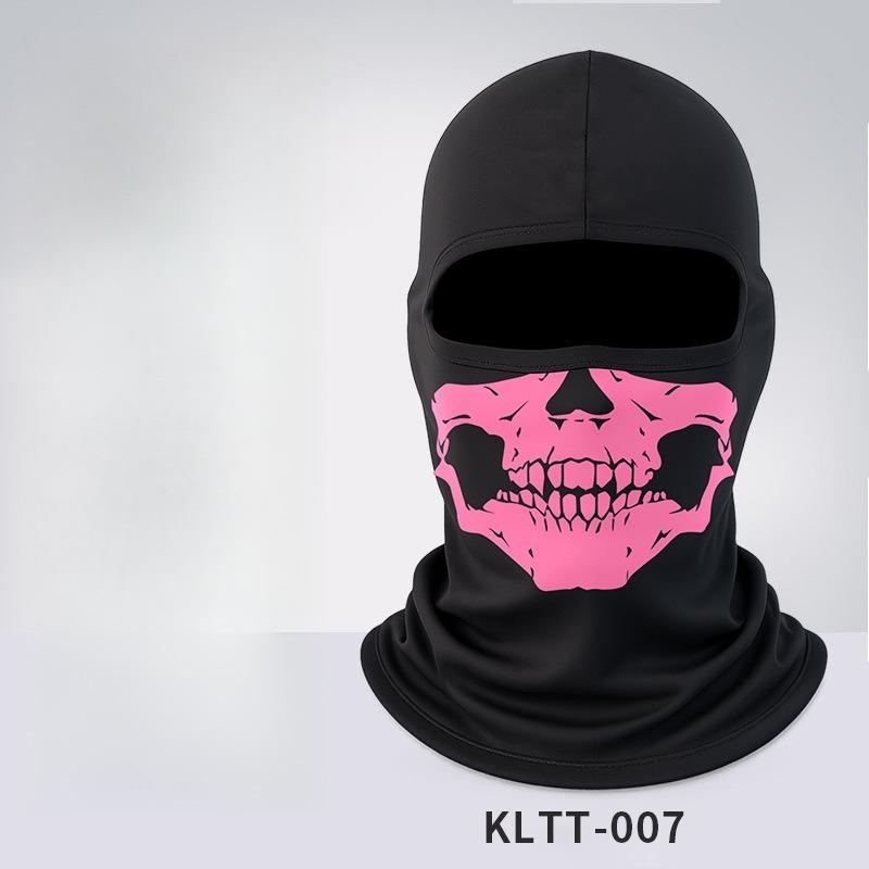 Outdoor Cycling Skull Mask, Road Bike Riding Mask, Scarf Integrated Half Face Ghost Print Headband Hat