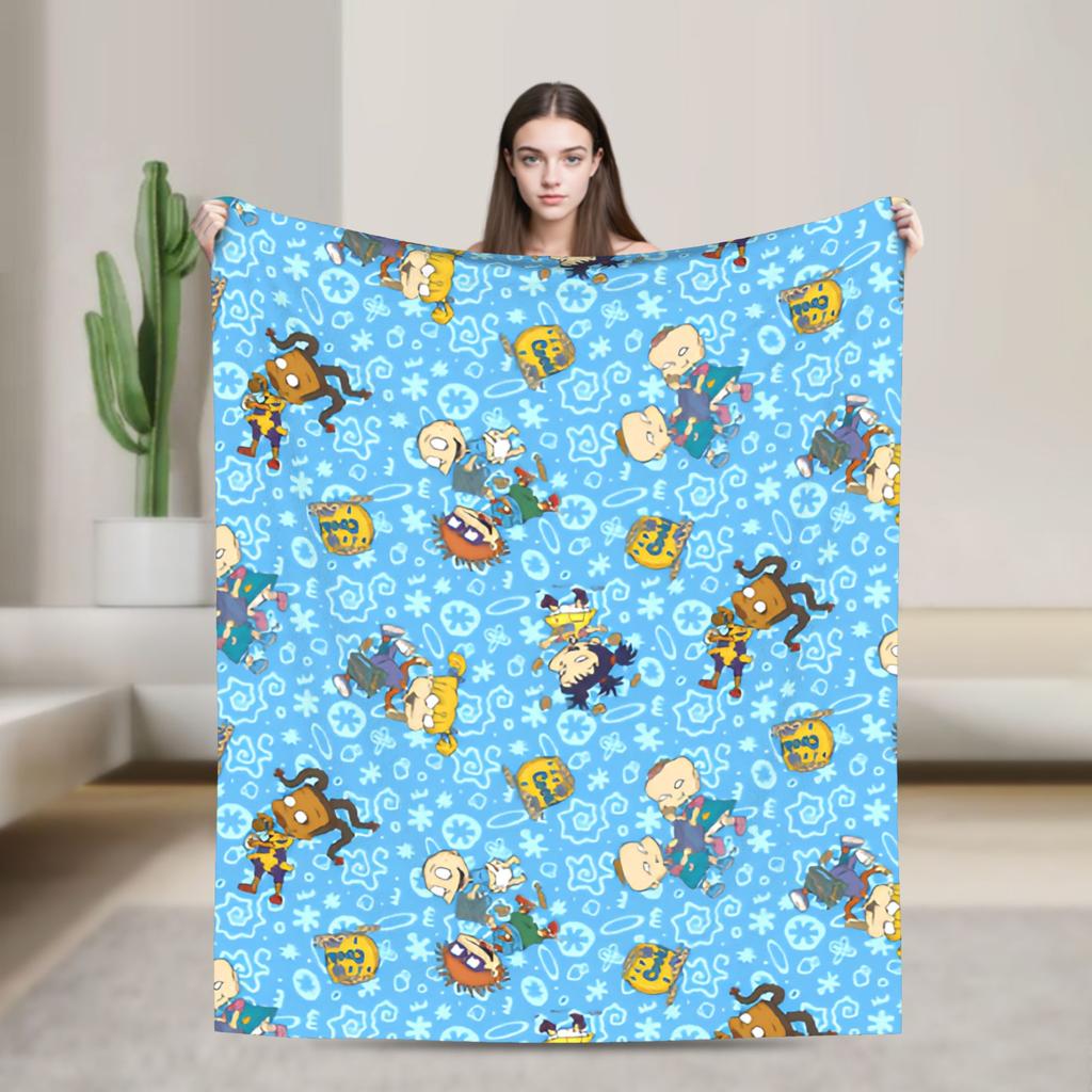 Rugrats Playful Character Blankets  Warm Soft Plush Throw Blanket For Couch Chair Airplane Travel Flannel Bedspread Bed Cover