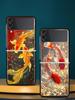 Goldfish Swimming Hard PC Phone Case For Samsung Galaxy Z Flip 7 6 5 4 Black Cover For Galaxy Z Flip 3 Foldable Shell Fundas Bag