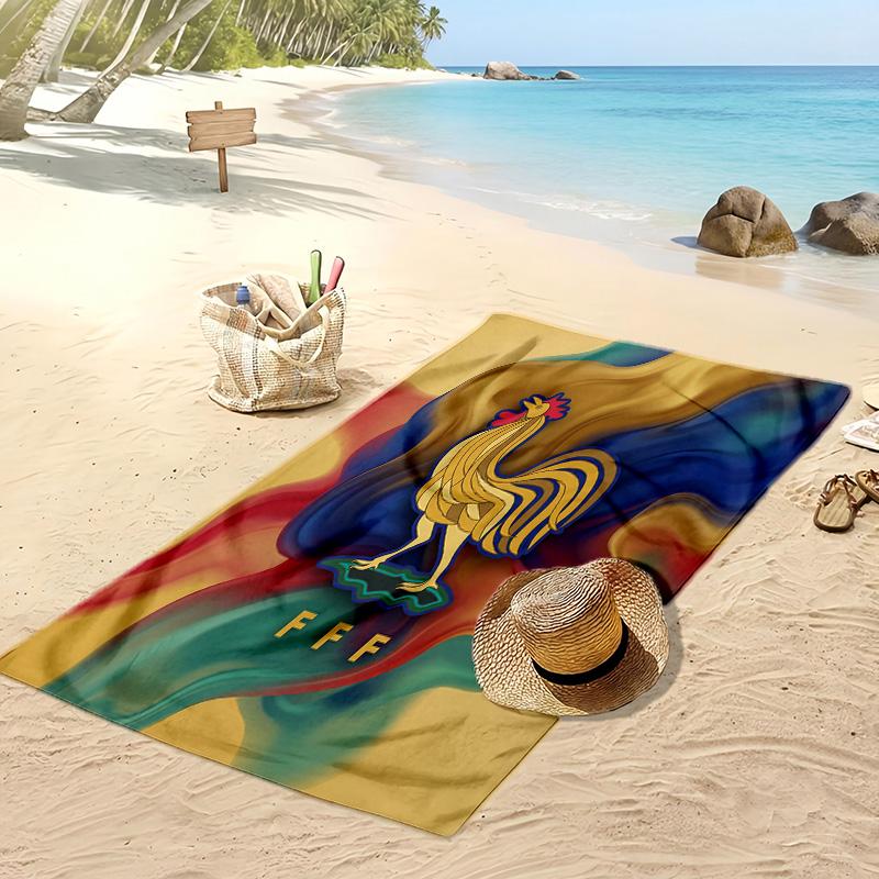 France Football Print Beach Towel Quick Dry Super Absorbent Soft Bath Towel for Swimming Beach Travel Fan Souvenir Gift