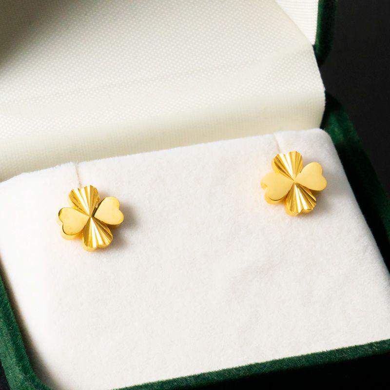 

Не выцветающие серьги из титановой стали, нишевый дизайн богини, классные серьги, западный стиль, супер фея, высокий класс, удача, четырехлистный клевер Gold (Pair)