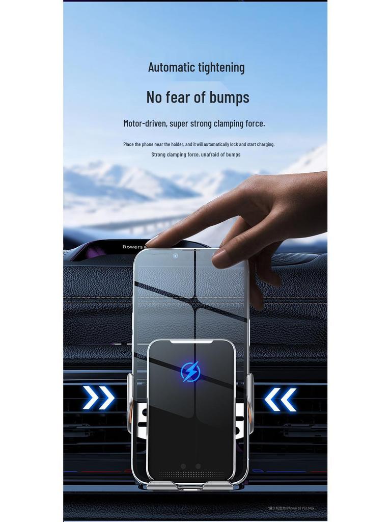 Wireless Charging Car Mount with Auto-Clamp for Mobile Phones