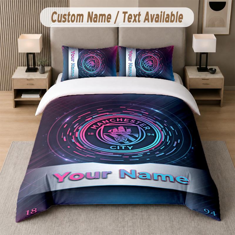 Manchester City Design Bedding Set Custom Text 1 Duvet Cover & 2 Pillow Cases