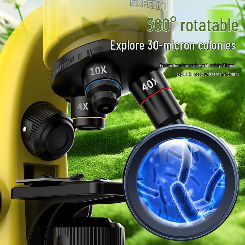 HD Kids' Microscope Science Kit with Specimens, 40-16000x Magnification, for Primary & Secondary Students.