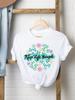 (Asian Size) Women Fashion Tee Top Clothing T Shirt Woman Print Female Letter Trend 90s Flower Short Sleeve Graphic T-shirts