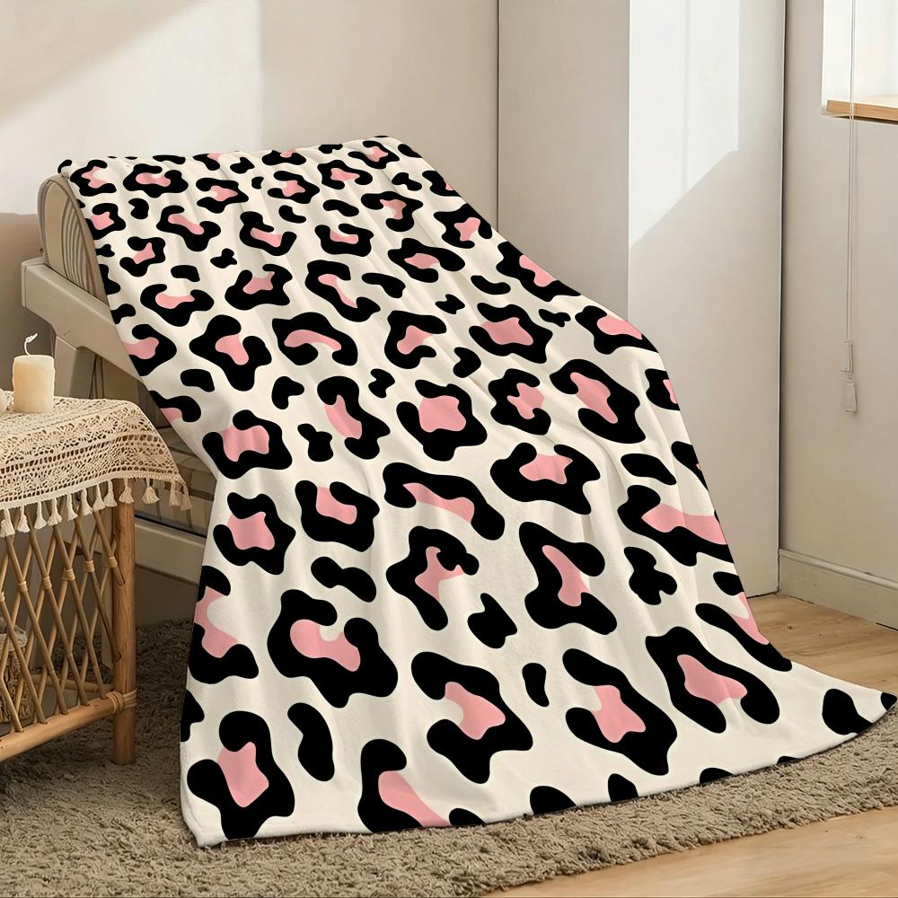 Leopard Print Throw Lightweight 240g Flannel Blanket Soft Skin-friendly for Summer Cooling