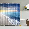 Customized Blue Sky Beach Shower Curtain Modern Scenery Print Bathroom 3D Blackout Curtain Large 180x200cm for Bathroom Cortina